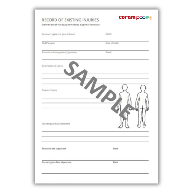 Digital childcare existing injury form