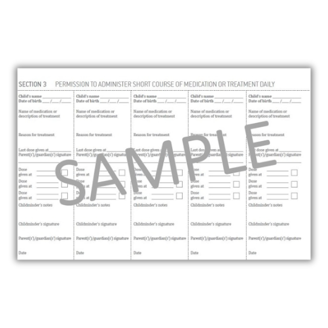Childcare short term medication forms
