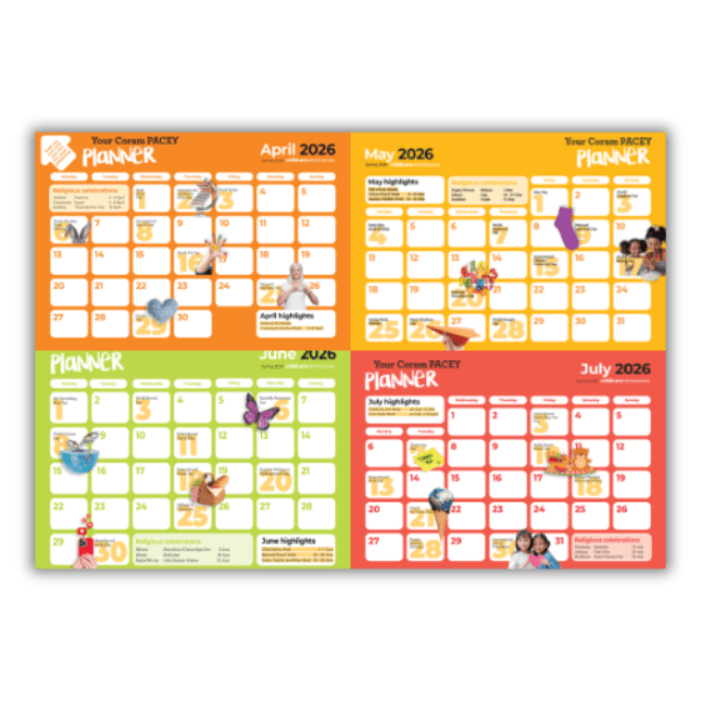 Coram PACEY planner April 2026 to July 2026
