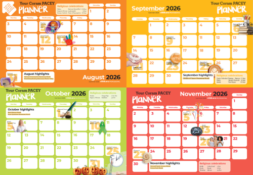 Coram PACEY Planner August 2026 to November2026